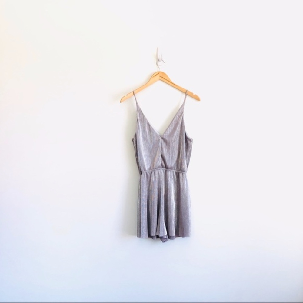 Topshop Metallic Pleated Romper - Picture 5 of 7